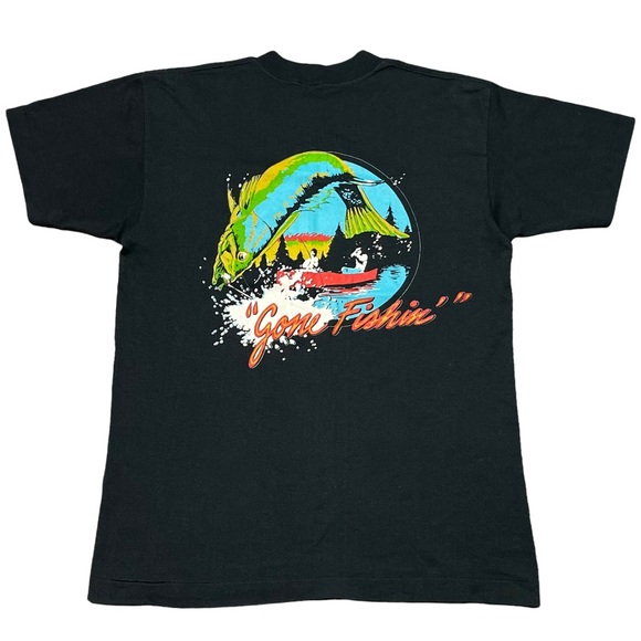 Vintage FISHING Tshirt COLEMAN Camping Tee Single Stitch sz Men’s MEDIUM - Picture 1 of 6
